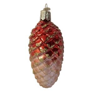 Old World Christmas Pinecone Glass Ornament OWC Sparkles Gold Glitter